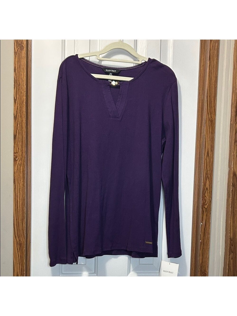 Ellen Tracy Long Sleeve Blouse Blackberry Cordial NWT XL